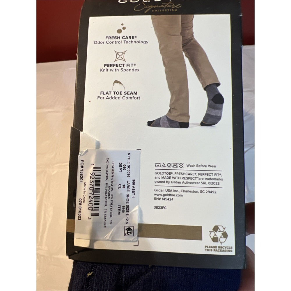 Signature Gold By Goldtoe Men's Fresh All Day Multicolor Crew Socks 3pk 6-12 - Picture 4 of 4